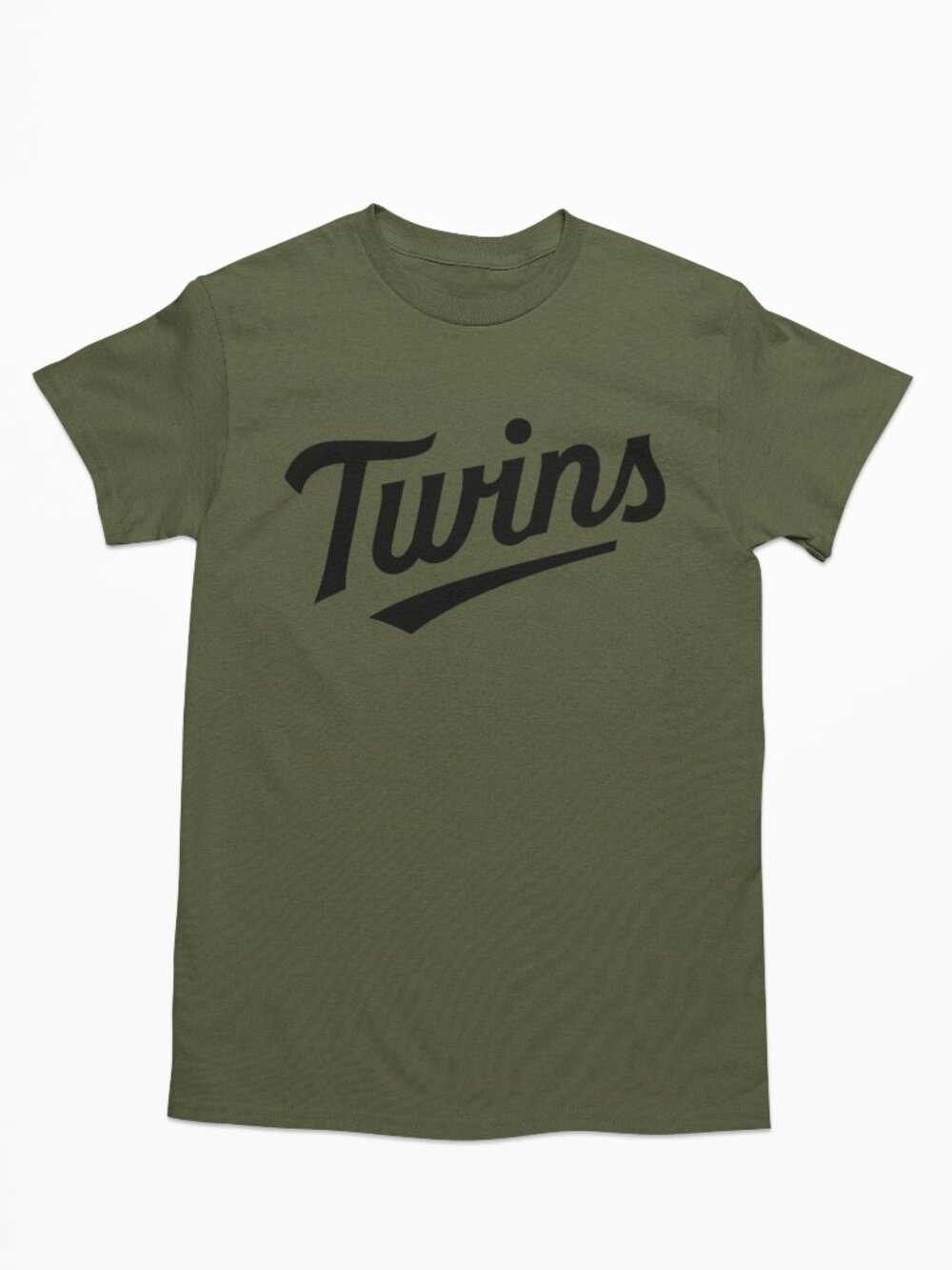 NEW Minnesota Twins Script Home Wordmark T-Shirt MILITARY ARMY GREEN